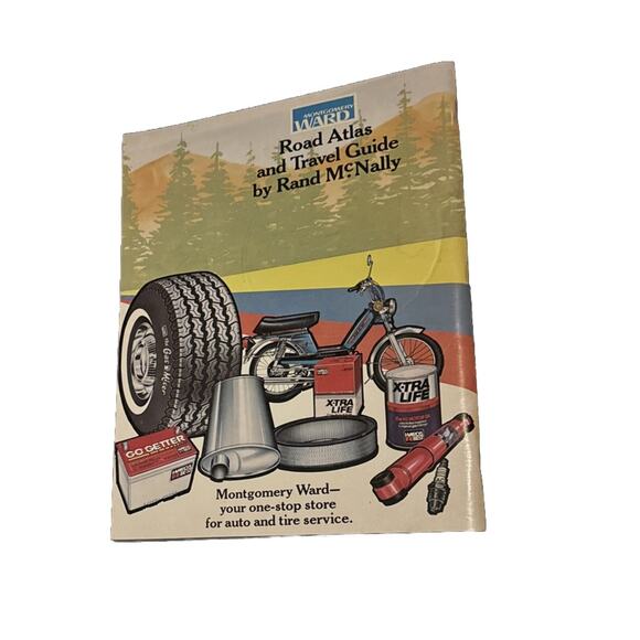 Road Atlas Travel Guide 1979 Rand McNally Montgomery Ward Tires Auto Service Ad - Picture 3 of 7